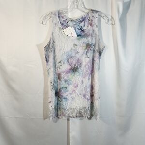 KEREN hart Floral Lace Tank Top - Pastel Hues
